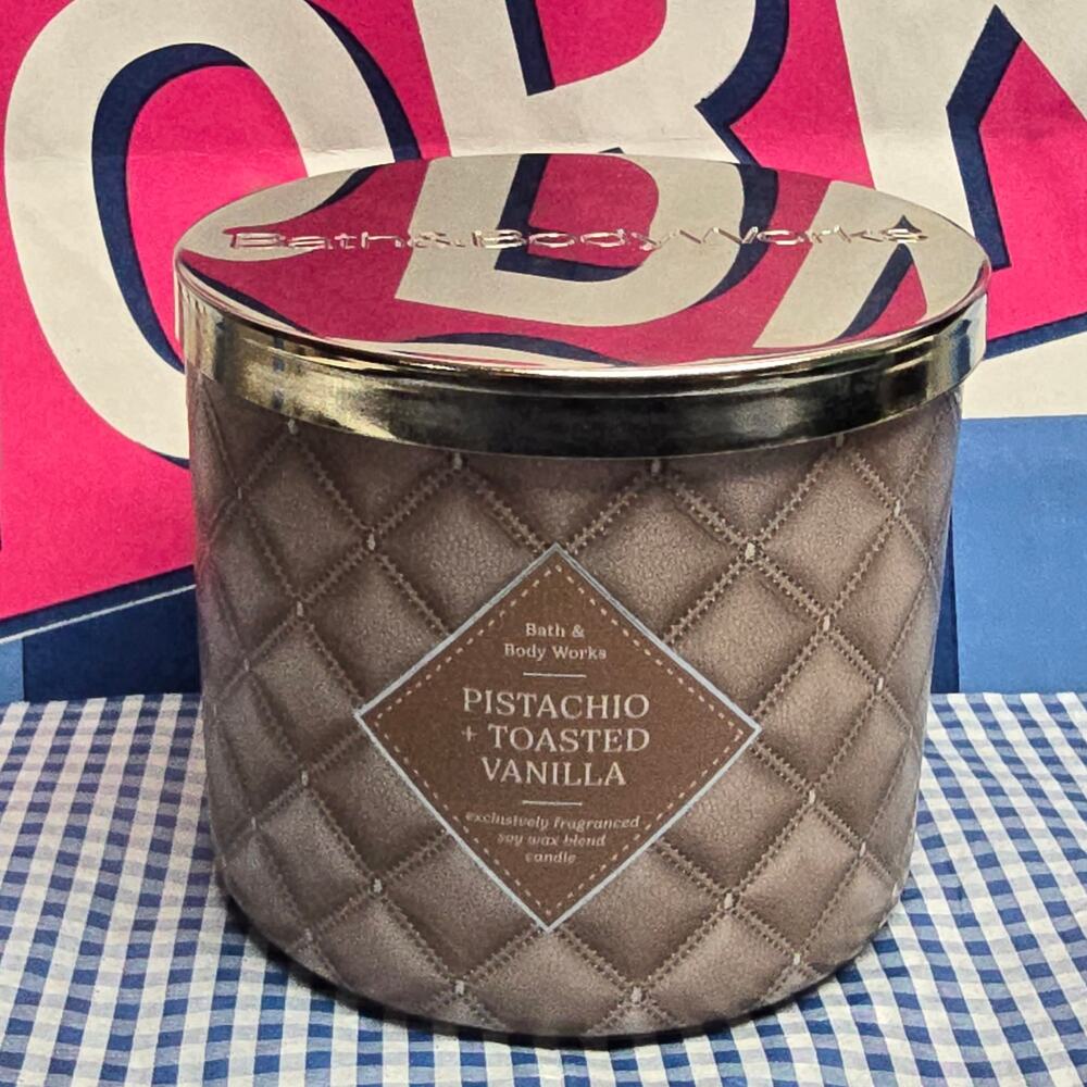 BBW Pistachio + Toasted Vanilla Large 3 Wick Candle Home Fragrance